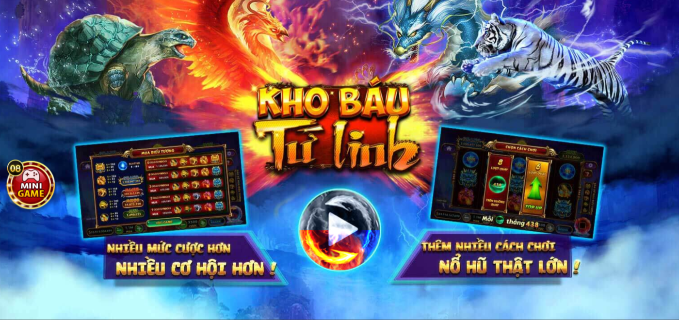 Kho báu tứ linh Kong88 - Game ấn tượng và hấp dẫn 1 Game kho báu tứ Linh Kong88 luôn hấp dẫn các cược thủ